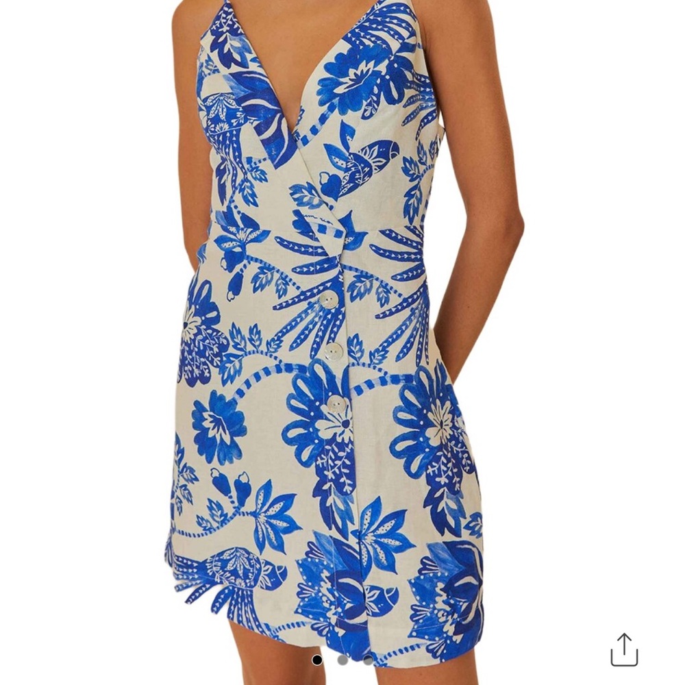 FARM Rio Blue and White Floral Mini Dress